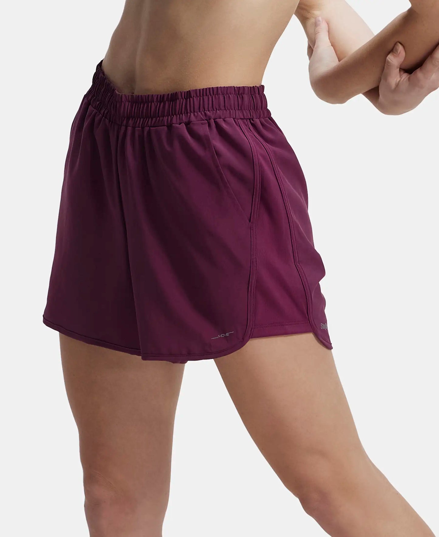 Lightweight Microfiber Fabric Straight Fit Shorts with Zipper Pockets - Grape Wine-5
