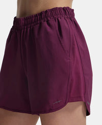 Lightweight Microfiber Fabric Straight Fit Shorts with Zipper Pockets - Grape Wine-7