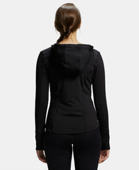 Microfiber Elastane Slim Fit Hoodie Jacket with Curved Back Hem - Black-3