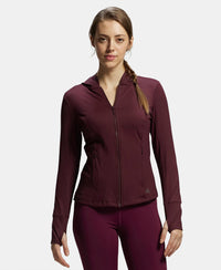 Microfiber Elastane Slim Fit Hoodie Jacket with Curved Back Hem - Wine Tasting-1