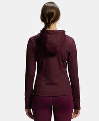 Microfiber Elastane Slim Fit Hoodie Jacket with Curved Back Hem - Wine Tasting-3