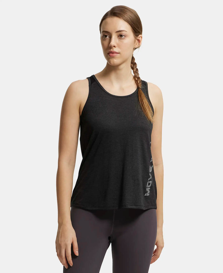 Microfiber Fabric Graphic Printed Tank Top With Breathable Mesh - Black-1