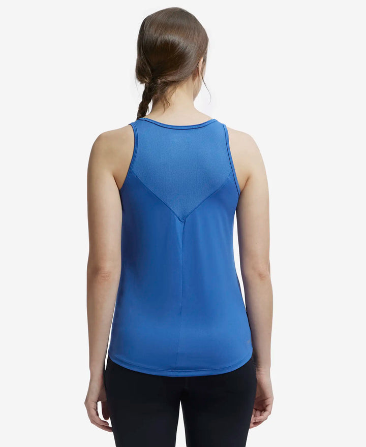 Microfiber Fabric Graphic Printed Tank Top With Breathable Mesh - Bright Cobalt-3