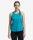 Microfiber Fabric Graphic Printed Tank Top With Breathable Mesh - Enamel Blue-1