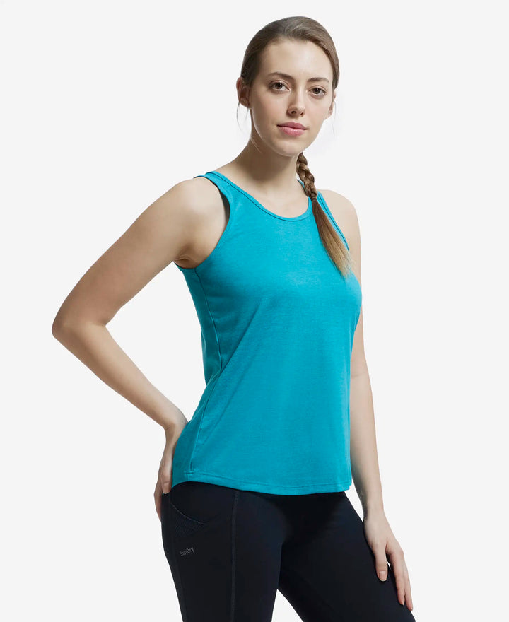 Microfiber Fabric Graphic Printed Tank Top With Breathable Mesh - Enamel Blue-2