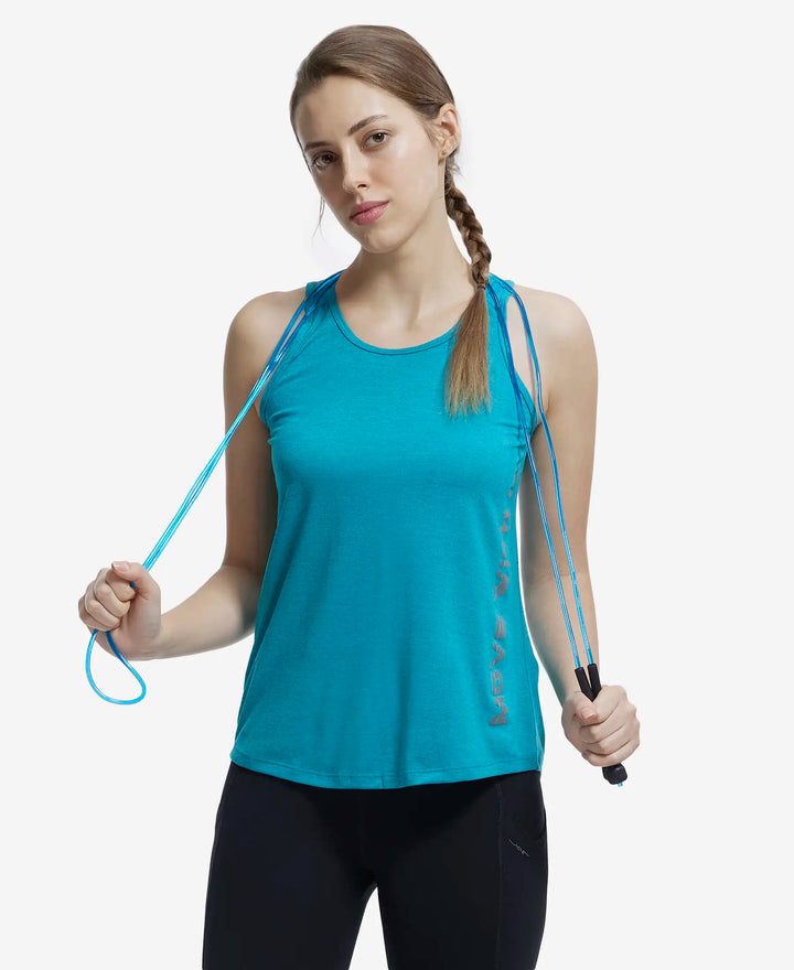Microfiber Fabric Graphic Printed Tank Top With Breathable Mesh - Enamel Blue-5