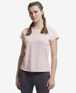 Microfiber Fabric Breathable Mesh Relaxed Fit Graphic Printed Round Neck Half Sleeve T-Shirt - Almond Blossom-1