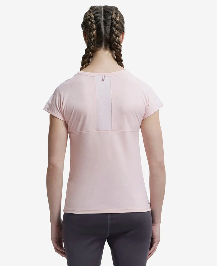 Microfiber Fabric Breathable Mesh Relaxed Fit Graphic Printed Round Neck Half Sleeve T-Shirt - Almond Blossom-3