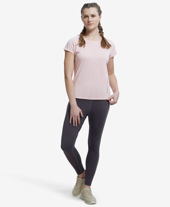 Microfiber Fabric Breathable Mesh Relaxed Fit Graphic Printed Round Neck Half Sleeve T-Shirt - Almond Blossom-4