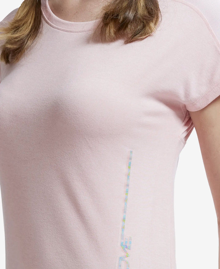 Microfiber Fabric Breathable Mesh Relaxed Fit Graphic Printed Round Neck Half Sleeve T-Shirt - Almond Blossom-7