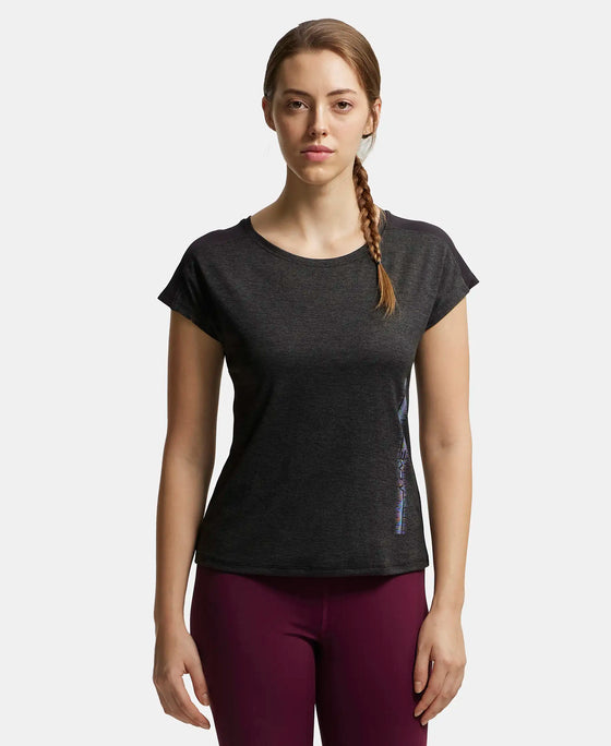 Microfiber Fabric Breathable Mesh Relaxed Fit Graphic Printed Round Neck Half Sleeve T-Shirt - Black-1