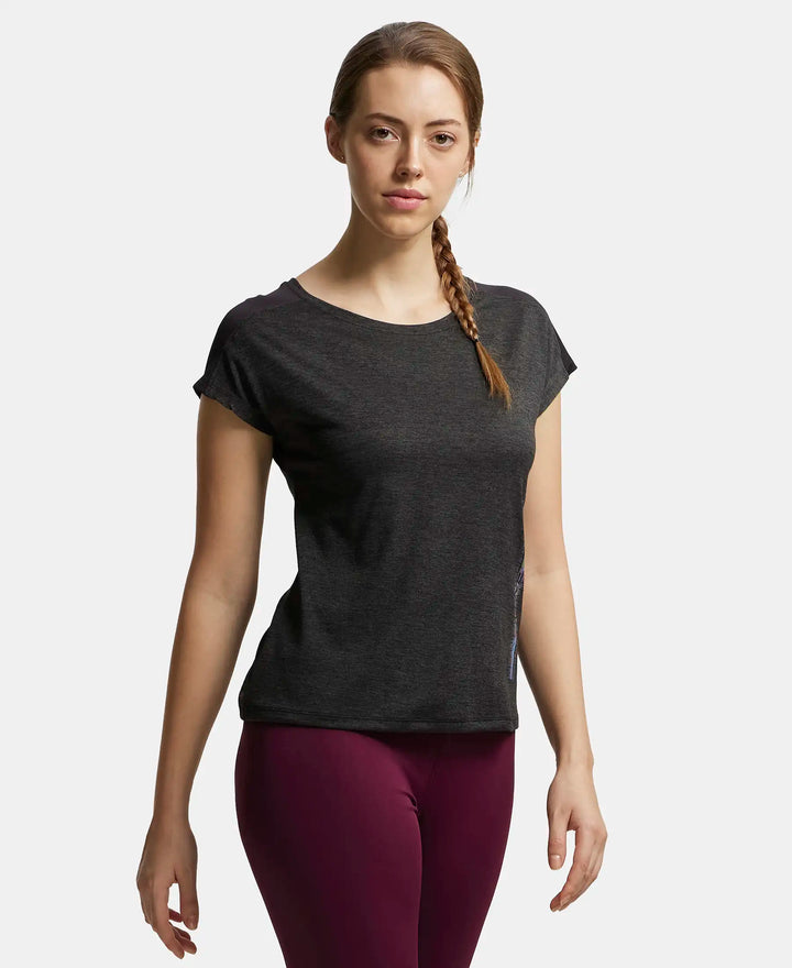 Microfiber Fabric Breathable Mesh Relaxed Fit Graphic Printed Round Neck Half Sleeve T-Shirt - Black-2