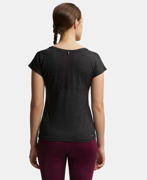 Microfiber Fabric Breathable Mesh Relaxed Fit Graphic Printed Round Neck Half Sleeve T-Shirt - Black-3