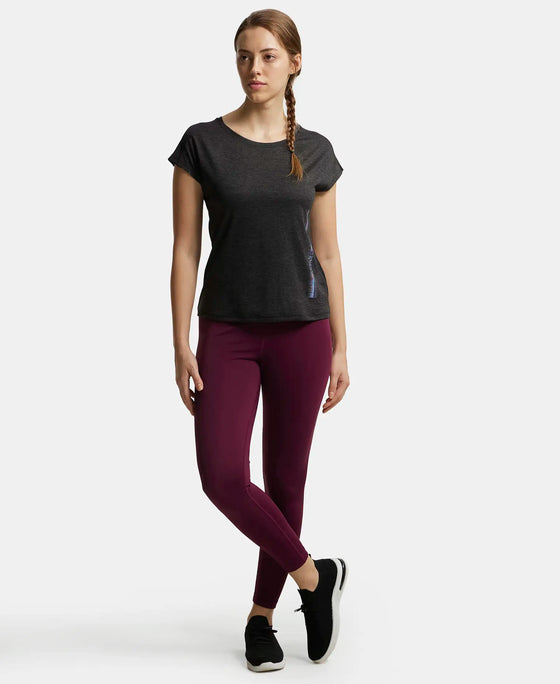 Microfiber Fabric Breathable Mesh Relaxed Fit Graphic Printed Round Neck Half Sleeve T-Shirt - Black-4