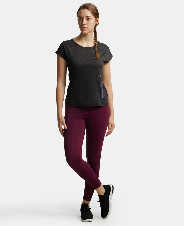 Microfiber Fabric Breathable Mesh Relaxed Fit Graphic Printed Round Neck Half Sleeve T-Shirt - Black-4