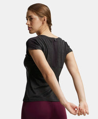 Microfiber Fabric Breathable Mesh Relaxed Fit Graphic Printed Round Neck Half Sleeve T-Shirt - Black-5