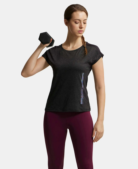 Microfiber Fabric Breathable Mesh Relaxed Fit Graphic Printed Round Neck Half Sleeve T-Shirt - Black-6