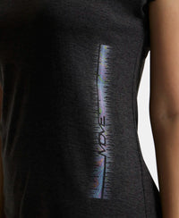 Microfiber Fabric Breathable Mesh Relaxed Fit Graphic Printed Round Neck Half Sleeve T-Shirt - Black-8