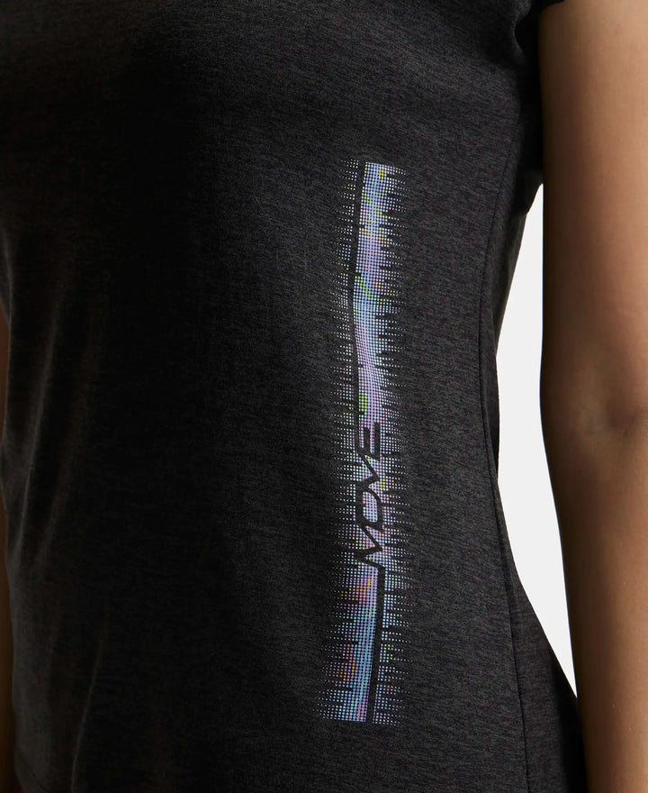 Microfiber Fabric Breathable Mesh Relaxed Fit Graphic Printed Round Neck Half Sleeve T-Shirt - Black-8