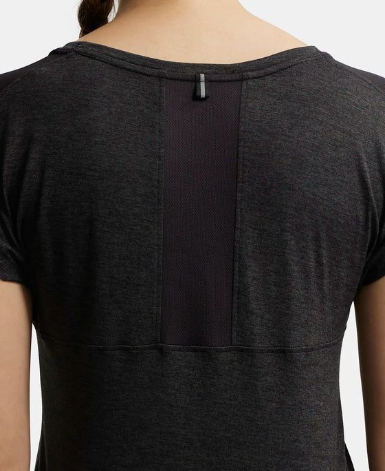 Microfiber Fabric Breathable Mesh Relaxed Fit Graphic Printed Round Neck Half Sleeve T-Shirt - Black-9