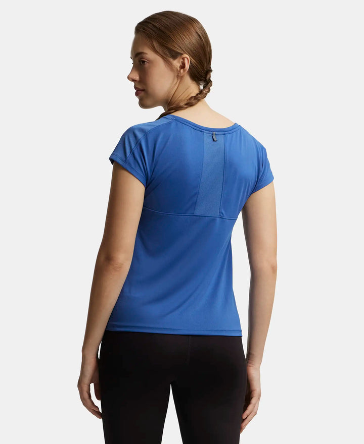 Microfiber Fabric Breathable Mesh Relaxed Fit Graphic Printed Round Neck Half Sleeve T-Shirt - Bright Cobalt-3