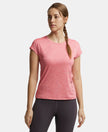 Microfiber Fabric Breathable Mesh Relaxed Fit Graphic Printed Round Neck Half Sleeve T-Shirt - Coral-1