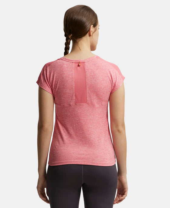 Microfiber Fabric Breathable Mesh Relaxed Fit Graphic Printed Round Neck Half Sleeve T-Shirt - Coral-3