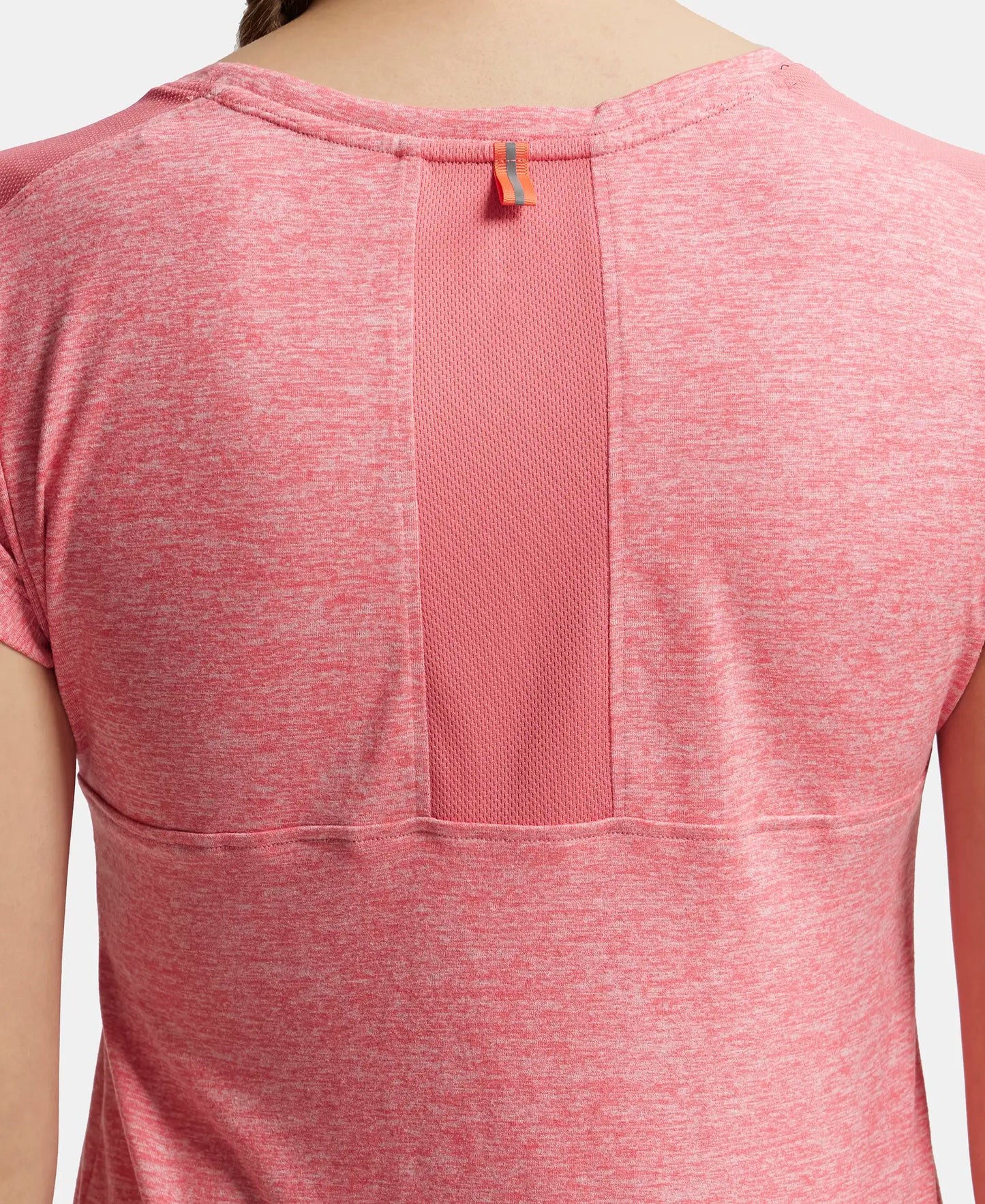 Microfiber Fabric Breathable Mesh Relaxed Fit Graphic Printed Round Neck Half Sleeve T-Shirt - Coral-9