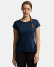Microfiber Fabric Breathable Mesh Relaxed Fit Graphic Printed Round Neck Half Sleeve T-Shirt - Cosmic Sapphire-1