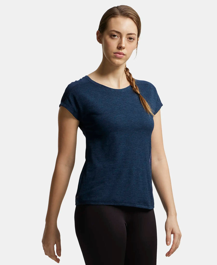 Microfiber Fabric Breathable Mesh Relaxed Fit Graphic Printed Round Neck Half Sleeve T-Shirt - Cosmic Sapphire-2