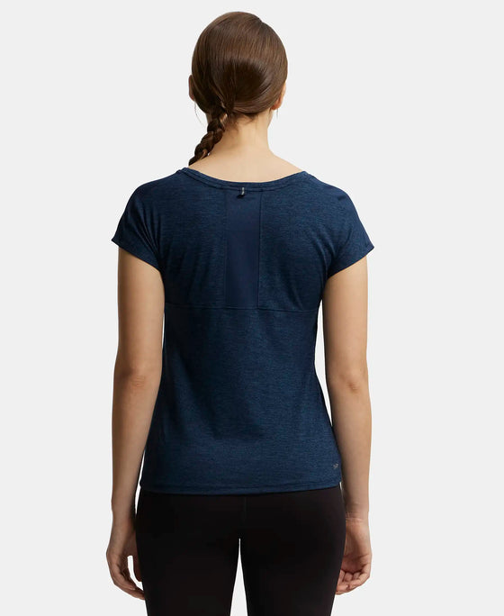 Microfiber Fabric Breathable Mesh Relaxed Fit Graphic Printed Round Neck Half Sleeve T-Shirt - Cosmic Sapphire-3