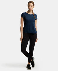 Microfiber Fabric Breathable Mesh Relaxed Fit Graphic Printed Round Neck Half Sleeve T-Shirt - Cosmic Sapphire-4