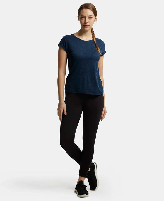 Microfiber Fabric Breathable Mesh Relaxed Fit Graphic Printed Round Neck Half Sleeve T-Shirt - Cosmic Sapphire-4
