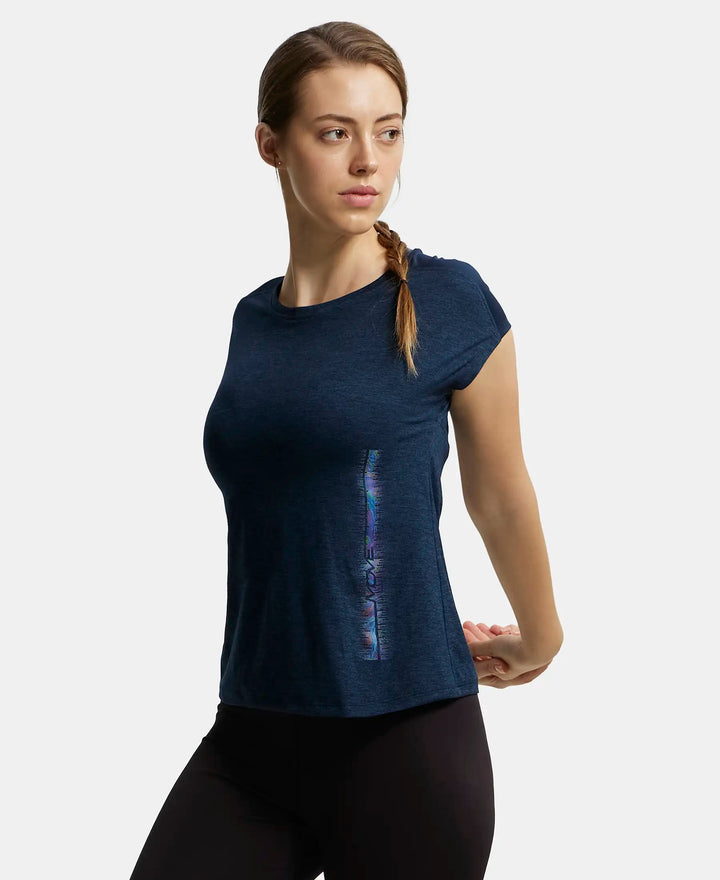 Microfiber Fabric Breathable Mesh Relaxed Fit Graphic Printed Round Neck Half Sleeve T-Shirt - Cosmic Sapphire-5