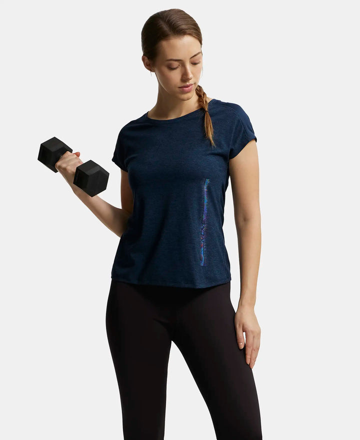Microfiber Fabric Breathable Mesh Relaxed Fit Graphic Printed Round Neck Half Sleeve T-Shirt - Cosmic Sapphire-6