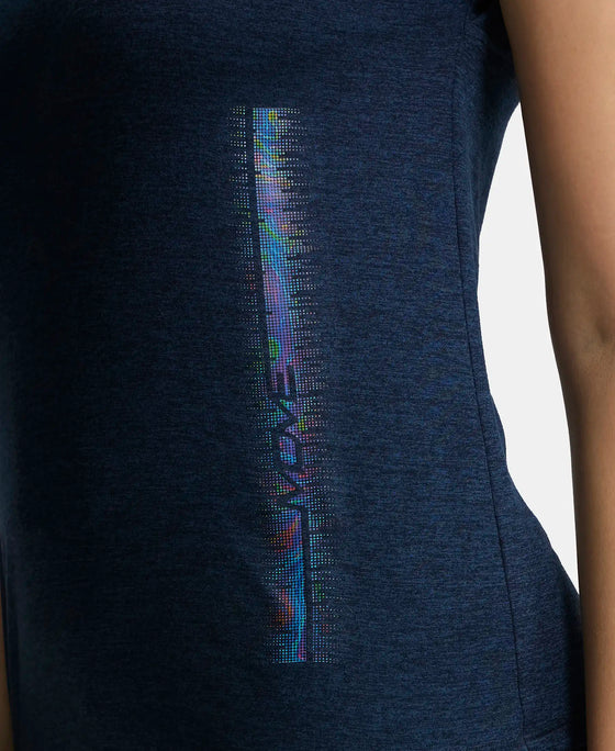 Microfiber Fabric Breathable Mesh Relaxed Fit Graphic Printed Round Neck Half Sleeve T-Shirt - Cosmic Sapphire-8