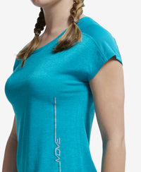 Microfiber Fabric Breathable Mesh Relaxed Fit Graphic Printed Round Neck Half Sleeve T-Shirt - Enamel Blue-7