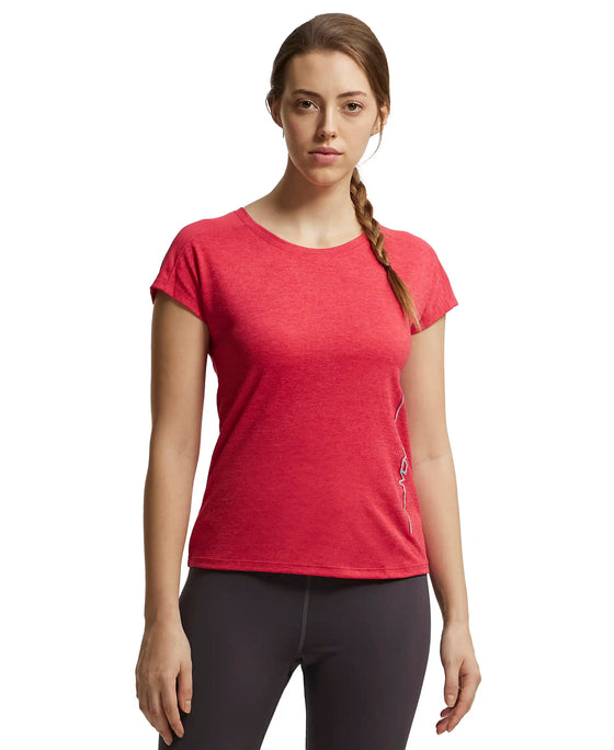 Microfiber Fabric Breathable Mesh Relaxed Fit Graphic Printed Round Neck Half Sleeve T-Shirt - Virtual Pink-1