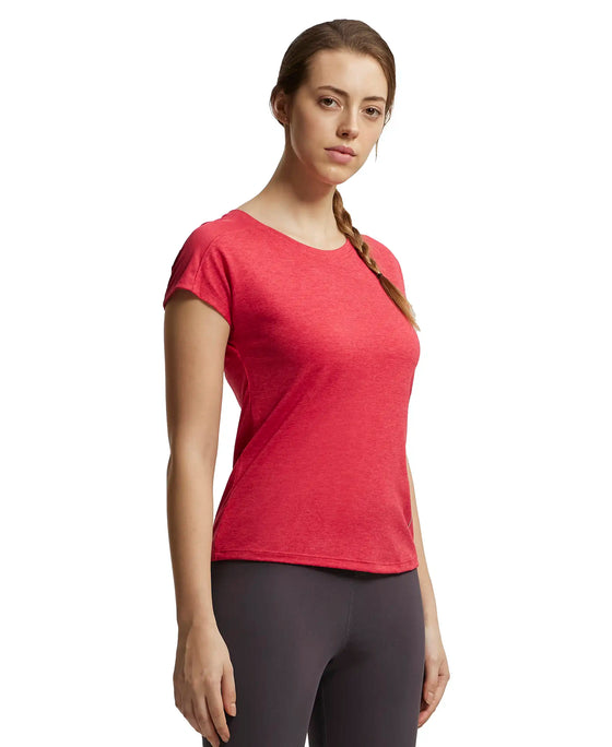 Microfiber Fabric Breathable Mesh Relaxed Fit Graphic Printed Round Neck Half Sleeve T-Shirt - Virtual Pink-2