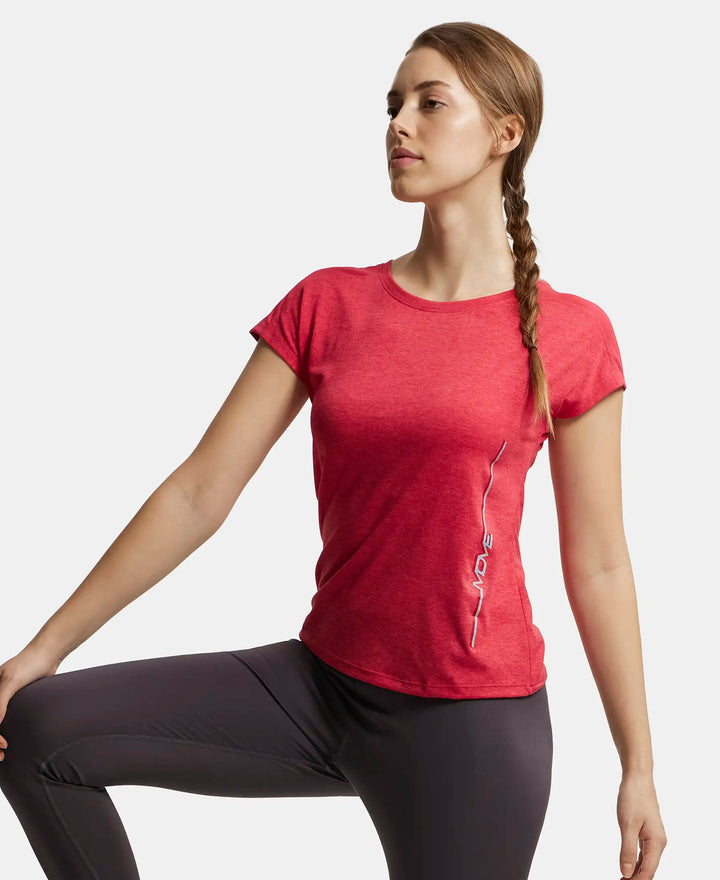 Microfiber Fabric Breathable Mesh Relaxed Fit Graphic Printed Round Neck Half Sleeve T-Shirt - Virtual Pink-5