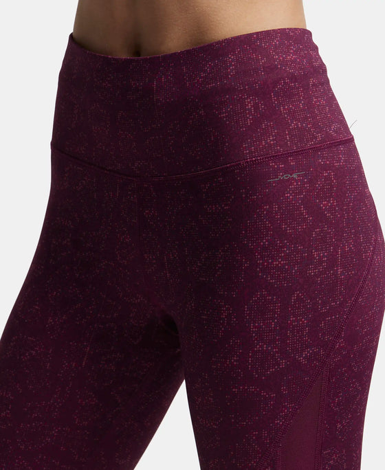 Microfiber Elastane Slim Fit Capri with Back Waistband Pocket - Grapewine Print-7