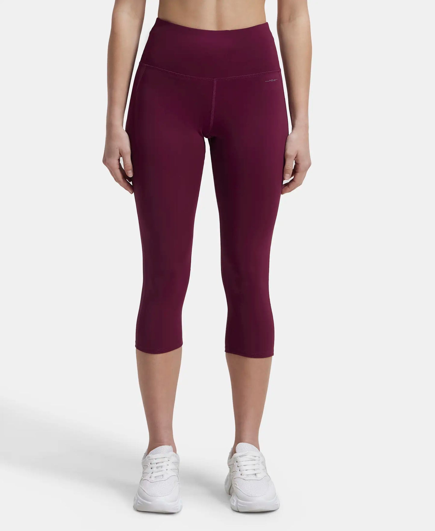 Microfiber Elastane Slim Fit Capri with Back Waistband Pocket - Grape Wine-1