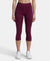 Microfiber Elastane Slim Fit Capri with Back Waistband Pocket - Grape Wine-1