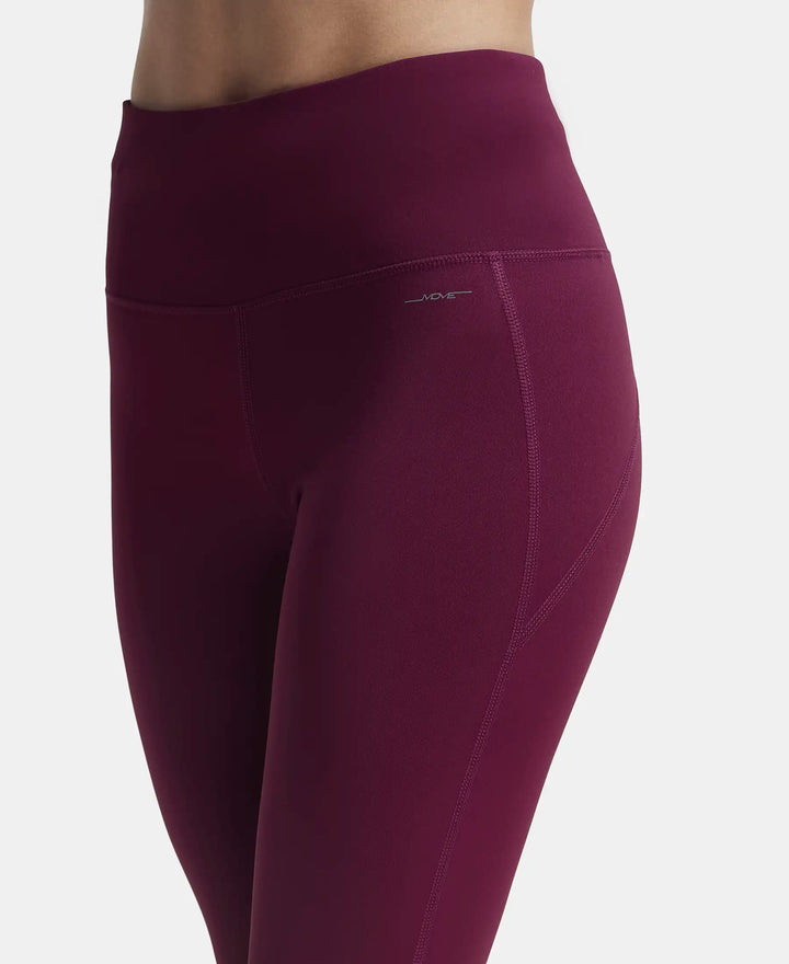 Microfiber Elastane Slim Fit Capri with Back Waistband Pocket - Grape Wine-7