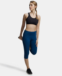Microfiber Elastane Slim Fit Capri with Back Waistband Pocket - Poseidon-6