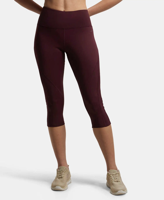 Microfiber Elastane Slim Fit Capri with Back Waistband Pocket - Wine Tasting-1