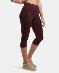Microfiber Elastane Slim Fit Capri with Back Waistband Pocket - Wine Tasting-2