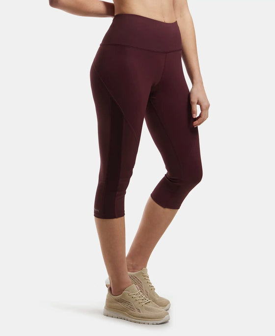 Microfiber Elastane Slim Fit Capri with Back Waistband Pocket - Wine Tasting-2