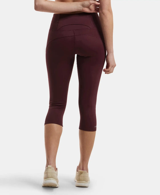 Microfiber Elastane Slim Fit Capri with Back Waistband Pocket - Wine Tasting-3