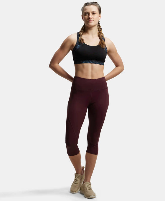 Microfiber Elastane Slim Fit Capri with Back Waistband Pocket - Wine Tasting-4